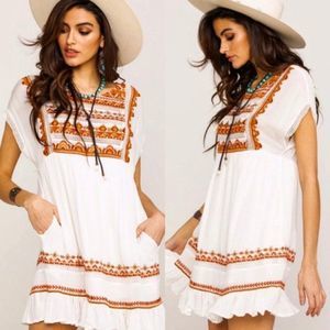 FREE PEOPLE Sunrise Wanderer Dress Bohemian White Size XS